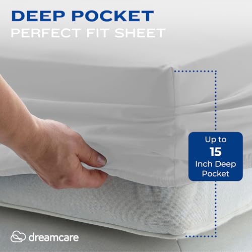 Image of DREAMCARE California King Sheet Sets - 4 pcs Breathable Cooling Sheets - up to 15 inch Deep California King Sheets with Side Pockets - Extra Soft 100% Brushed Hypoallergenic Hotel Luxury Bedding - L Gray