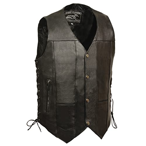 Event leather Men's Single Panel Back 10 Pocket Vest with 6 Inside Pocket