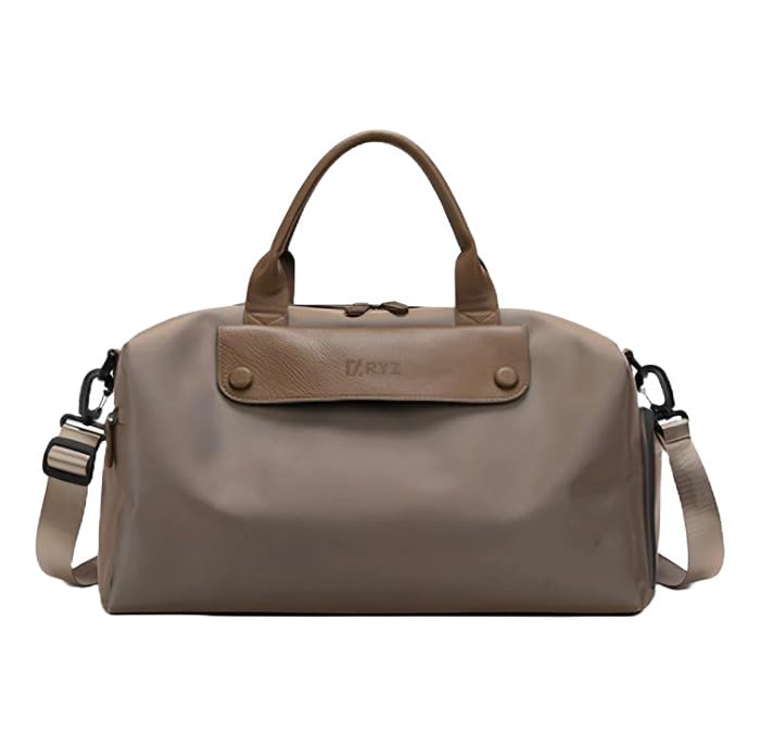 Active Carry-All Bag – Leather Series | Waterproof Gym Bag for Men & Women | Convertible Handbag, Shoulder Bag, Crossbody | Shoe Compartment & Wet-Dry Storage (Brown)-image-27