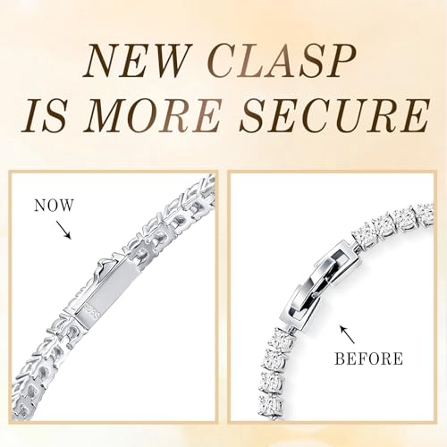Sterling Silver Moissanite Tennis Bracelet White Gold Plated Elegant Lab Diamond Strand Fashion Jewelry for Women3