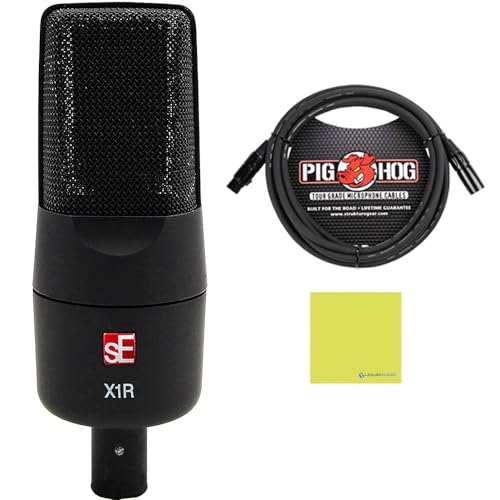 Liquid Audio sE Electronics X1 R Ribbon Microphone Bundle w/Pig Hog PHM10 8mm Mic Cable Polishing Cloth