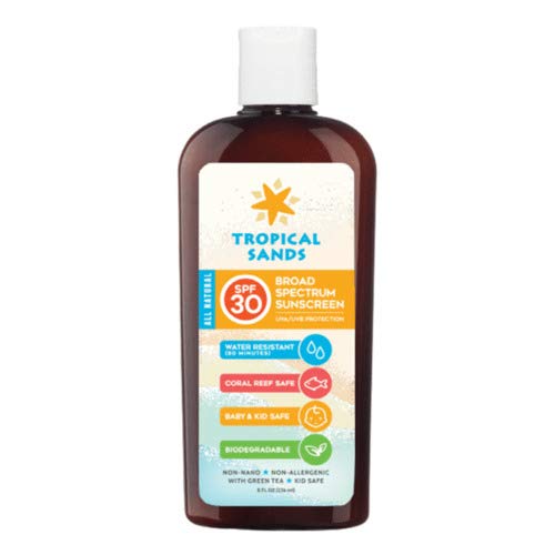 Tropical Sands SPF 30 Mineral Sunscreen Unscented- Best Body Skin Care Products for Men and Women - Fragrance Free, Made With Natural Ingredients - Kid and Baby Safe - 8 fl oz.