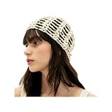 Crochet Beanie Hat for Women Sequin Skull Cap for Beach Travel Party