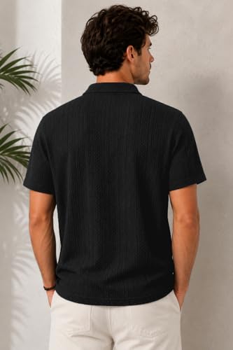Image of TAGDO Men's Chain Jacquard Polo T Shirt | Half Sleeve | Comfortable Fit Wear | Stylish Casual Look | Breathable Feel |Modern Style | Easy Movement | Everyday Wear (Polo)