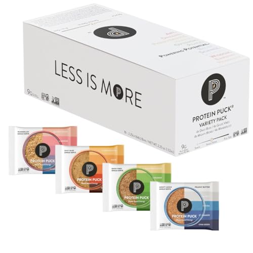 Protein Puck Plant Based Bars 16 Count 2.25 oz Single Serve Variety Pack