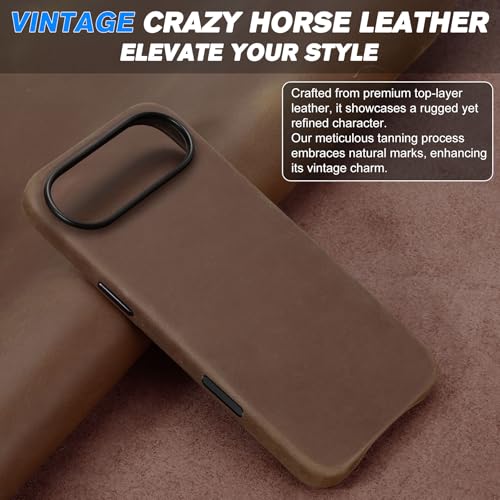Image of SHIELDON Genuine Leather Case for iPhone Air 6.5 inch, Crazy Horse Dark Brown