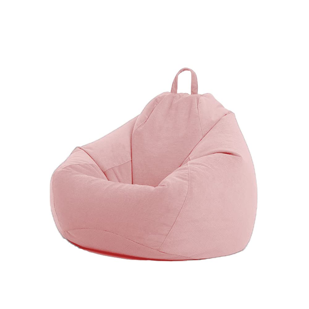 Treer Corduroy Bean Bag Covers (without Filler), Soft Solid Color Bean Bag Chair Cover for Kids Storage Soft Toy Indoor Living Room Highback Lazy Sofa Bean Bag Cover (Pink,60x70cm)