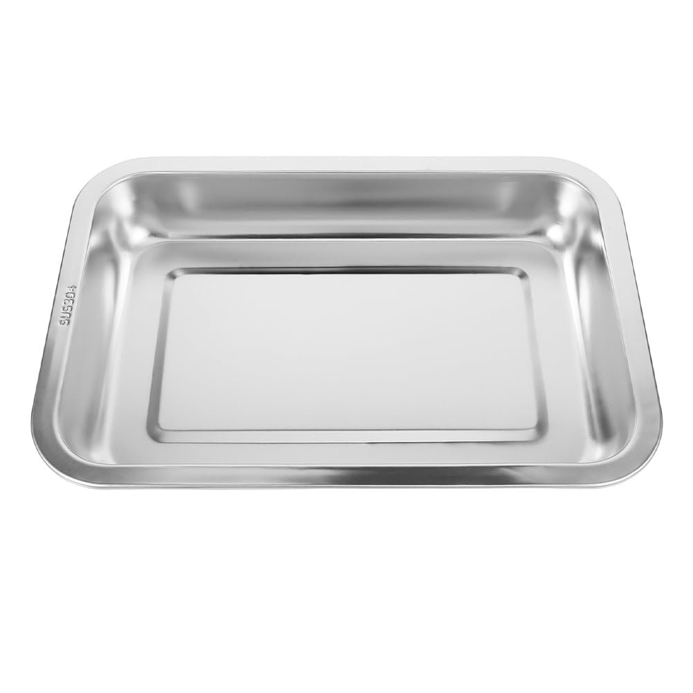 INOOMP Stainless Steel Cat Litter Box Open Design Large Metal Litter Pan Easy to Clean Portable Kitten Tray for Cats and Small Pets