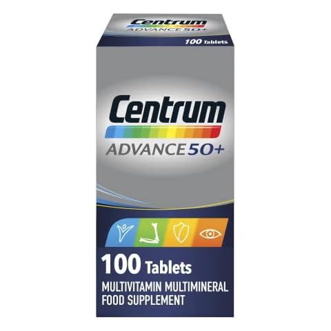 Centrum Advance 50+ Multivitamin & Mineral Tablets, 24 essential nutrients including Vitamin D, Complete Multivitamin Tablets, 100 tablets Cover