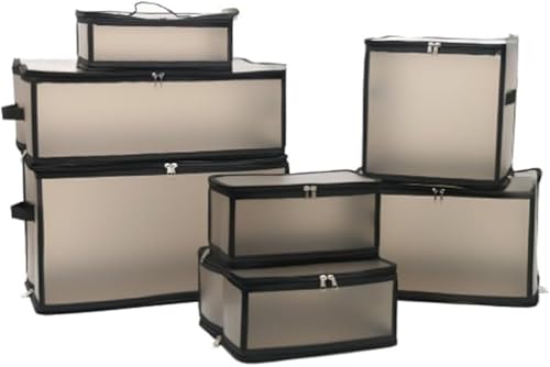 Rutexc 2 個セット CD 収納ケース 半透明軽量 重ねて置ける折りたたみ式 ダブルスライダー開きやすい 持ち手付き取り出しやすい 小物保管兼用