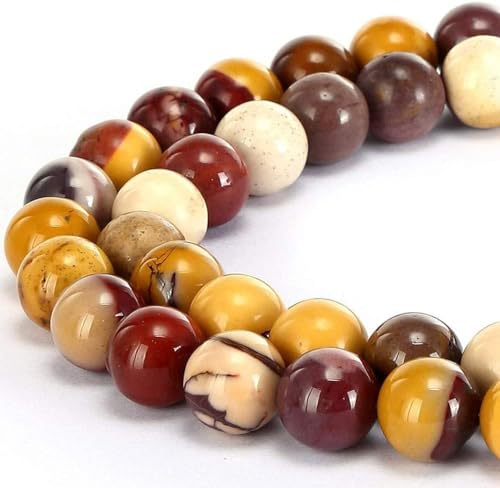 HAAMIIQII 90pcs 4mm Natural Mookaite Jasper Beads Round Loose Gemstone Beads for Jewelry Making DIY Bracelet Necklace