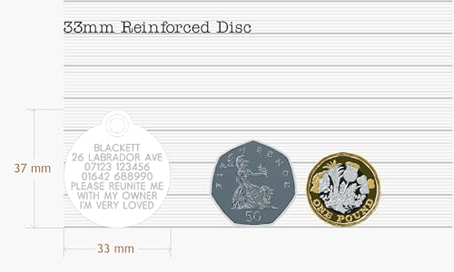 Engraved Dog tag, Deeply Engraved, Reinforced Solid Brass 33mm Circular Dog tag - Image 2