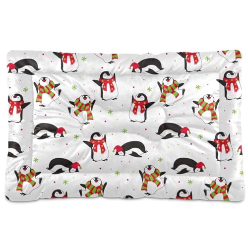 Akiraki ペットベッド 猫ベッド 犬用ベッド 猫 マット ペンギン クリスマス 雪 アニマル 白 可愛い ペットクション 洗える 滑り止め 丈夫 耐用 通気性いい 四季通用 猫用ベッド 小型犬 寝床 約45x60cm