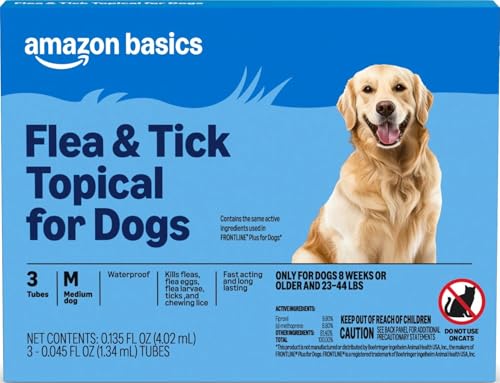Image of Amazon Basics Flea and Tick Topical Treatment for Medium Dogs (23-44 lbs), Fast Acting and Long Lasting, 3 Count, Packaging May Vary