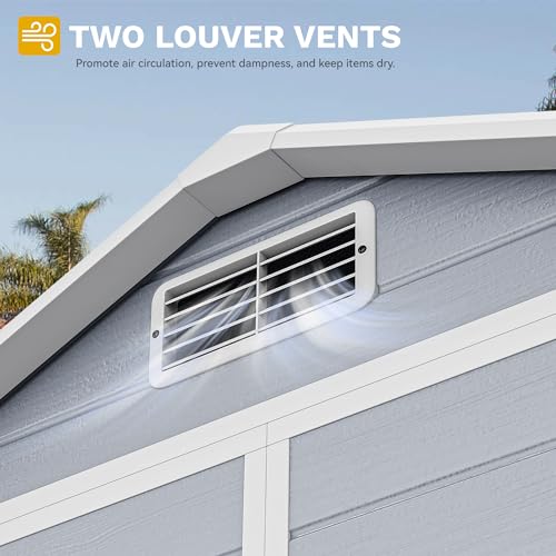 Image of DWVO 6x4.4 FT Outdoor Resin Storage Shed with Reinforced Floor, All-Weather Bike Storage Shed with Lockable Door, Window and Vent, Waterproof Plastic Tool Storage for Garden, Backyard, Patio, Lawn