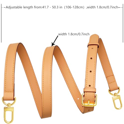 Image of Vachetta Leather purse strap Genuine Leather Adjustable Replacement Strap for Shoulder Bag Handbag Purse