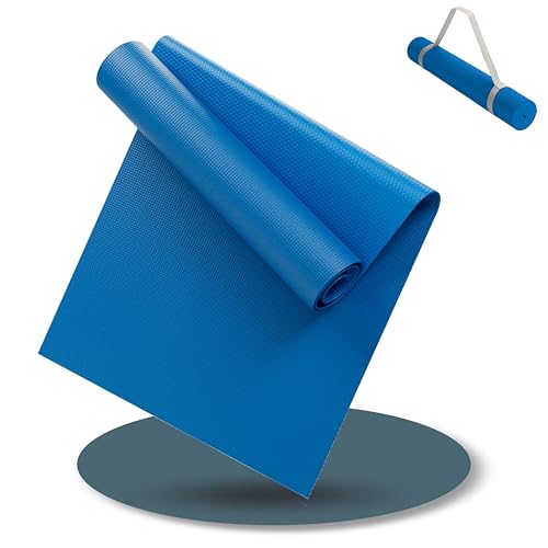 LILENO SPORTS Yoga Matte (180x60cm) inkl. Tragegurt - Sport und Yogamatte extra rutschfest in 4 mm Dicke - Gymnastikmatte und Fitnessmatte für Workout und Yoga - Sportmatte für Zuhause