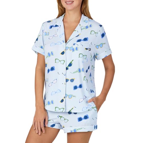Image of kate spade new york Short Sleeve Brushed Jersey Notch Boxer Pajama Set