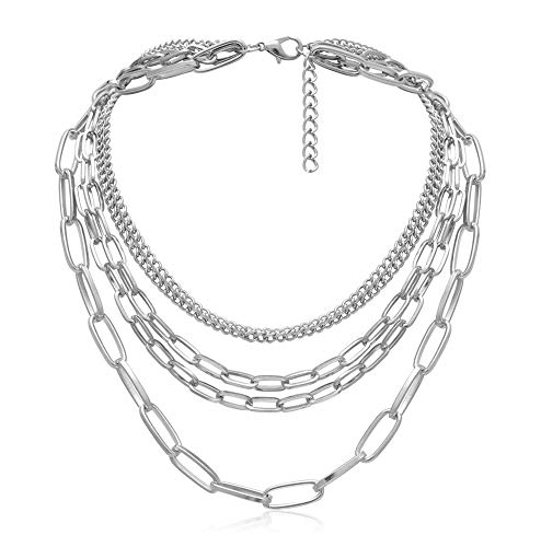 MOKAVIKY 25 Punk Chunky Necklaces for women Silver Chain Goth