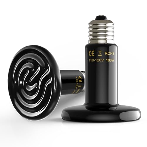DXTECHPRO 100W 2個 爬虫類 ヒーター ライト 無発光 赤外線ライト 爬虫類ライト 保温 暖房照明 長寿命 防爆 無発光 爬虫類 セラミックヒーター 亀ライト 小動物用 両生類用 爬虫類用ヒーターライト