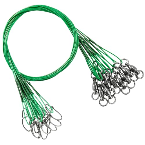 AMYSPORTS Saltwater Steel Fishing Leader Wire Stainless Swivel Fishing Leader Freshwater High Strength Wire Leader Lure Black Nickel #2 50lb 11.8in 20pcs