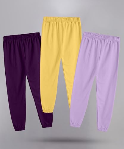 Image of KYDA KIDS Girls 100% Cotton Premium Printed Track Pants | Soft Breathable Fabric | Summer Wear Multicolor Trackpants for Girls - Pack of 3
