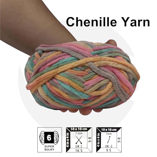 Image of VCR Sunset Hues Tri-Color, 100 Grams Hank, 60 Meters Length, Premium Polyester Ball for Crochet and Knitting, Pack of 1 Yarn, Soft and Bulky Fur Suitable for DIY