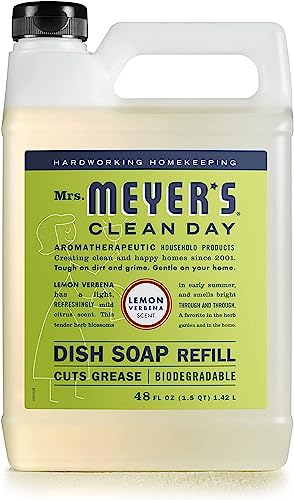 Mrs Meyers Dish Soap Refill Lemon Verbena Scent, Set Includes 48 Oz. Refill And 16 Oz. Bottle #TOP2