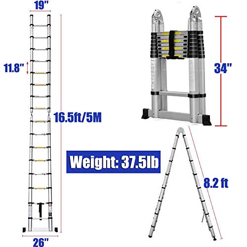Reviews for Bowoshen 16.5FT Aluminum Telescoping Extension Ladder