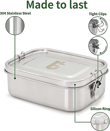 Bambaw Metal Lunch Box 1200 Ml | Adjustable Compartment Lunch Box | Leak Proof Metal Lunch Containers | Eco Stainless Steel Food Containers | Metal Bento Box For Adults | 5 Cups Tiffin Lunch Box #TOP1