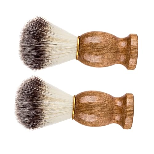 TOVINANNA Vegan Soft Bristle Beard Brush Set Barber Brush Shaving Tool Shave Accessory Wood Handle Silver Perfect for Straight Razor