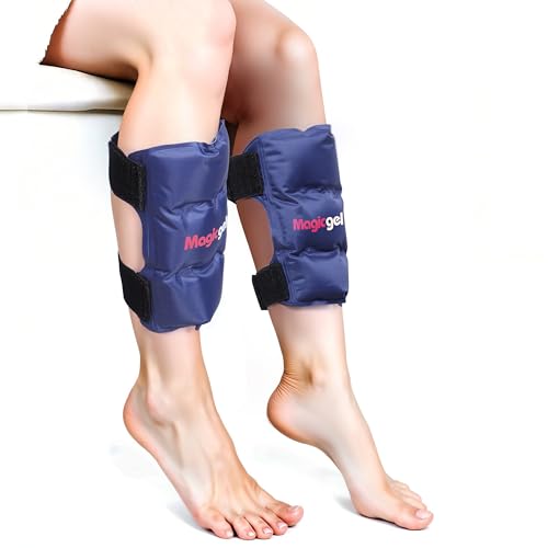 Magic Gel Compresas Frías para Tibia (Paquete de 2) – Alivio del Dolor en Espinillas y Piernas | Terapia de Frío Flexible | Incluye Guía de Rehabilitación