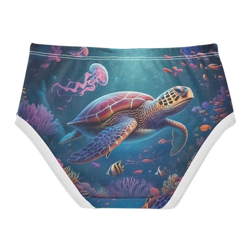 Turtle Coral Reef Deepsea Girls Underwear Toddlers 2t Cotton Little Girl Panties Pattern Briefs Girls Undies2
