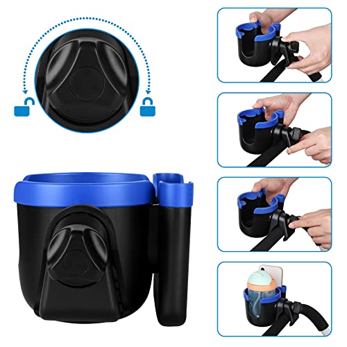 Image of Accmor Stroller Cup Holder with Phone Holder, Bike Cup Holder, Universal Cup Holder for Uppababy Nuna Doona Strollers, 2-in-1 Cup Holder for Walker, Wheelchair, Scooter