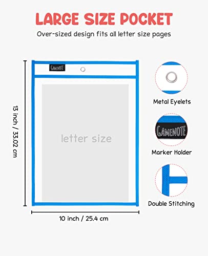 Gamenote Dry Erase Pockets 30 Pack With Rings - Oversized Reusable Plastic Sleeves Shop Ticket Holders Sheet Protectors Teacher Supplies For Classroom Organization (Colorful) #TOP1