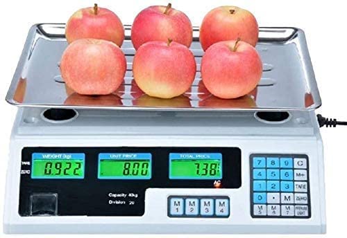 Balance de cuisine électronique 40 kg/2 G en acier inoxydable avec affichage LCD industriel avec fonction zéro épluchage