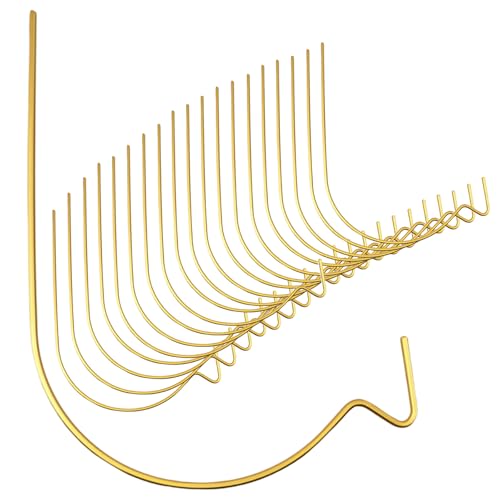 Heran 20PCS Gold Picture Hanger Super Hooks, Heavy-Duty Drywall Hanging Monkey Hooks, Hanging Pictures Kit, for Art, Mirrors, Clock, Frames & More – Easy Installation
