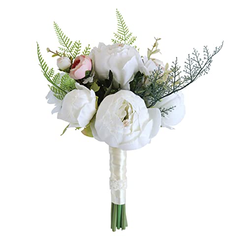 KASFDBMO Bouquet da sposa artificiale con peonia nuziale, bouquet da sposa, bouquet da sposa, bouquet da damigella d'onore, San Valentino