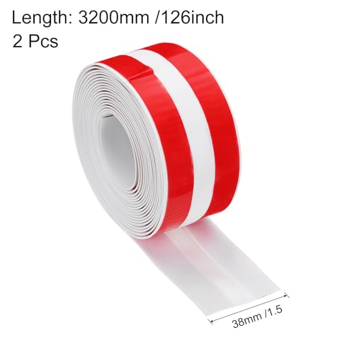 Image of uxcell 126 inchx1.5 inch Caulk Tape Waterproof Tape Not Go Moldy Double Line Self Adhesive Shower Tape Caulk Strips for Kitchen Countertop,Bathroom Toilet Floor White 2Pcs