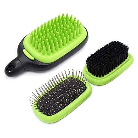 XLKJ 3 in 1 Pet Grooming Brush Set,Massage Bath Brush Air Cushion Brush Flocking Brush Kit,Dogs Cats Puppy Pet Combs for Short & Long Hair Massaging Bathing Cover
