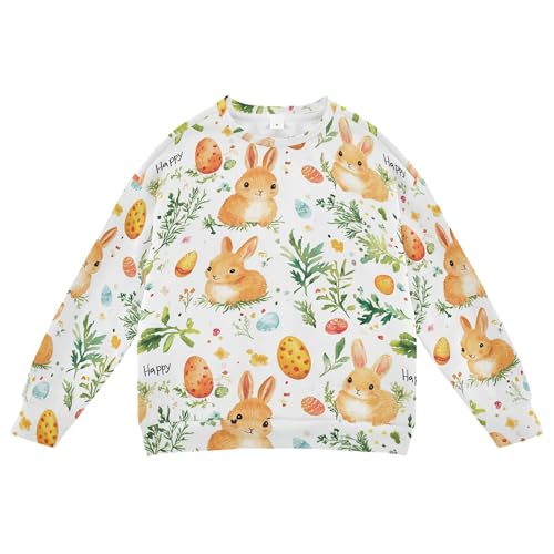JUNZAN Easter Bunny Carrots Watercolor Eggs Little Kids Sweatshirts Hoodies Fleece Hoodie for Boys Sports 4T