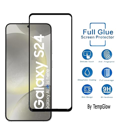 Image of Screen Protector for Samsung Galaxy S24 5G (Black) Tempered Glass Edge-to-Edge 6D Screen Guard With Installation Kit.