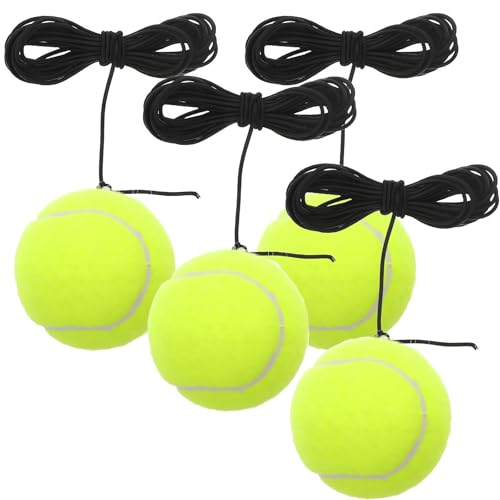 ClcIosis Juego de 4 pelotas de tenis con cordón para ejercicios individuales con goma elástica para principiantes