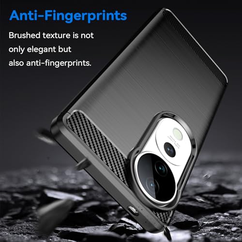 Image of Skyro Shock-Absorption Back Cover Case for Vivo V40 Pro 5G / T3 Ultra 5G | Carbon Fiber Durable Case | Slim TPU Matte Lightweight Back Cover Case (Black)