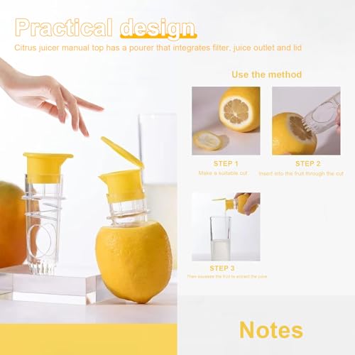 Presse-Agrumes Manuel - 2 Pièces Presse Citron avec Verseur Intégré - Compact (Jaune/Vert) Presse Citron Manuel pour Orange, Citron, Clémentine – Image 4
