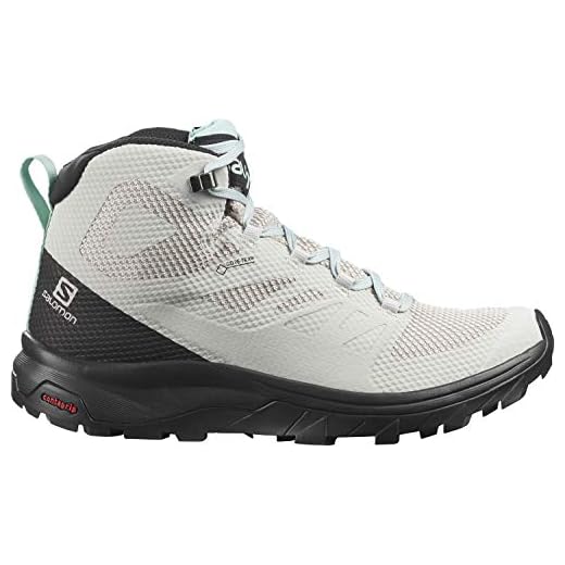 Salomon Dam Outline Mid Gore-tex Trekking- och vandringsskor, Lunar rock svart pastell turkos - 42 EU