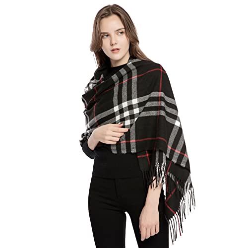 Tricky Shopper™ Men & Women Casual Luxurious Premium Checkered Woolen Muffler, Scarf, Stole For Winter Black colour-image-26