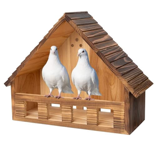 SWANGSA Mourning Dove Nesting Box Carbonized Cedar Birdhouses for Outdoor Doves and Other Small Birds