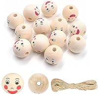 80 Perline Di Legno Con Faccine Sorridenti 20mm - Per Bigiotteria Fai Da Te, Portachiavi E Decorazioni - Foto 4