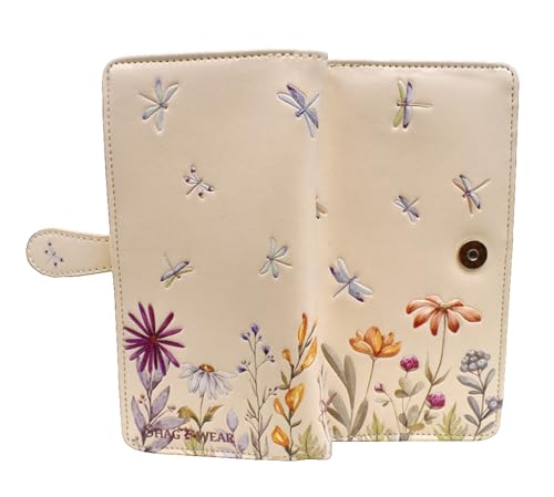 Shag Wear Dragonfly Meadow Large Wallet Beige 7"